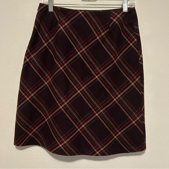 Vintage Hilliard & Hanson purple red plaid wool blend skirt size 8 preppy fall - Picture 3 of 7
